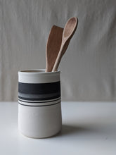 Load image into Gallery viewer, Black and White Strikethrough Utensil Crock