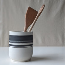 Load image into Gallery viewer, Black and White Strikethrough Utensil Crock