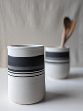 Load image into Gallery viewer, Black and White Strikethrough Utensil Crock