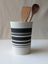 Load image into Gallery viewer, Black and White Strikethrough Utensil Crock