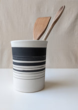 Load image into Gallery viewer, Black and White Strikethrough Utensil Crock