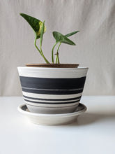 Load image into Gallery viewer, Black and White Strikethrough Planter and Saucer Combo