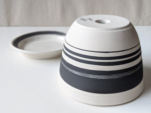 Black and White Strikethrough Planter and Saucer Combo