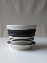 Load image into Gallery viewer, Black and White Strikethrough Planter and Saucer Combo
